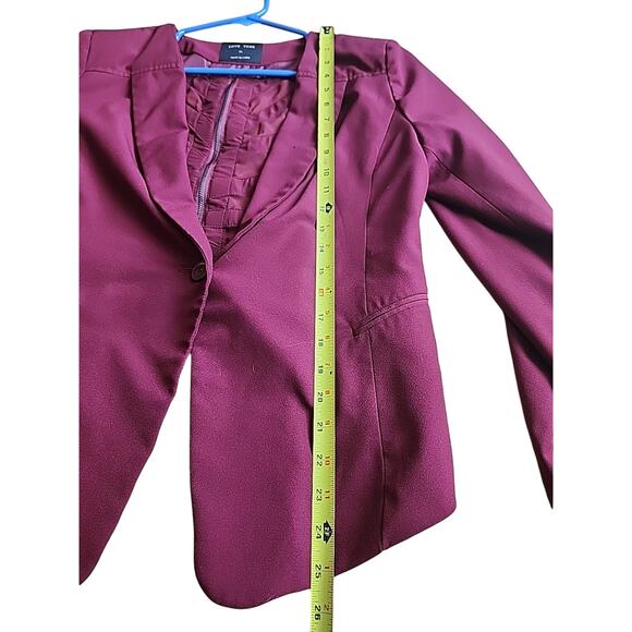 Love Tree Herringbone Detail Back Maroon Blazer XL Dress Jacket Whimsygoth Rock - Picture 3 of 10
